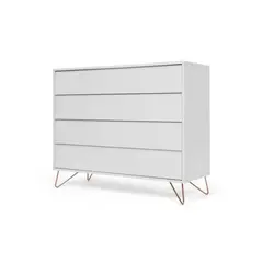 YOLODECORO - Cómoda 4 Cajones Elona Gris y Cobre