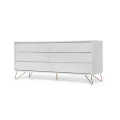 YOLODECORO - Cómoda Ancha 6 Cajones Elona Gris y Cobre