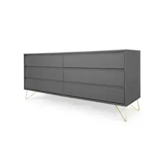 YOLODECORO - Cómoda Ancha 6 Cajones Elona Gris Carbón