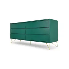 YOLODECORO - Cómoda Ancha 6 Cajones Elona Verde Inglés