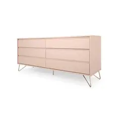 YOLODECORO - Cómoda Ancha 6 Cajones Elona Rosa Empolvado