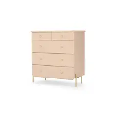 YOLODECORO - Cómoda 5 Cajones Maddie Rosa y Dorado
