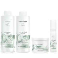 WELLA - Shampoo Ondas 1000 + Conditioner + Mask+ Spray Milky Nutricurls