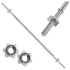 ALPHA GYM - Barra recta para pesas de 180cm + 2 seguros import. cromado