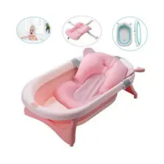 BABY HAPPY - Bañera Tina de Baño Plegable cojin ROSADO