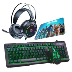 CYBERTEL - Kit Gamer 4 en 1 : Audifono Gamer+ Teclado Semimecánico Mirage + Mouse + Pad