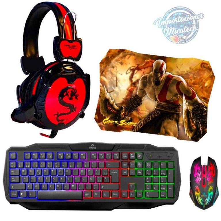 Kit gamer 4 en 1: Audífono Halion + Teclado + Mouse + Pad