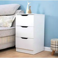 VENTITAS HOME - Velador Vintage Iker 3 Cajones Color Blanco