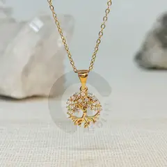 GENERICO - Collar del arbol de la vida en acero inoxidable