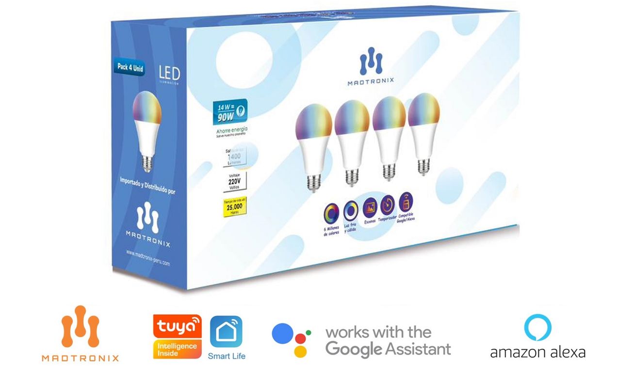 Foco Inteligente 14W PRO WIFI RGB Smart LED Pack x 4