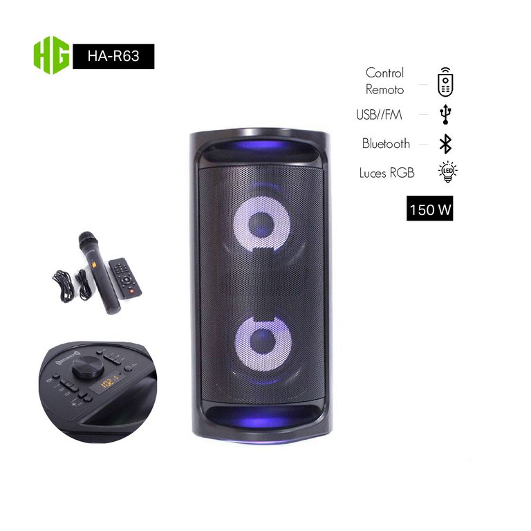 PARLANTE PORTATIL HA-R63 RECARGABLE 150 WATTS