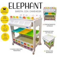 INFANTI - Bañera con Organizador y Cambiador Elefantes