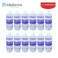 ALKOFARMA - Alcohol líquido medicinal 70° 1 litro ALKOFARMA. Pack 12 unidades