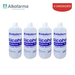 ALKOFARMA - Alcohol líquido medicinal 70° 250ml ALKOFARMA. Pack 4 unidades