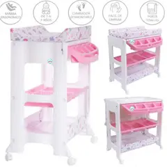 EBABY - Bañera Cambiador Natiel ROSADO ESTRELLA