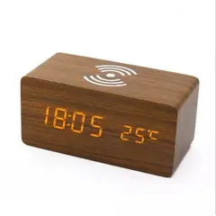 GENERICO - Reloj Despertador de madera + Temperatura 3 en 1 para Habitacion