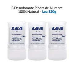 GENERICO - Desodorante Piedra de Alumbre 120 Gramos 3 Unidades