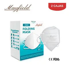 MAYFIELD - Mascarilla KN95 5 capas blanco caja*20und MAYFIELD. Pack 2 cajas