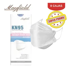 MAYFIELD - Mascarilla KN95 Fish Shape 3D blanco caja*20und MAYFIELD. Pack 8 cajas