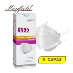 MAYFIELD - Mascarilla KN95 Fish Shape 3D blanco caja20und 5 capas