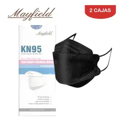 MAYFIELD - Mascarilla KN95 Fish Shape 3D negro caja*20und MAYFIELD. Pack 2 cajas