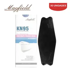 MAYFIELD - Mascarilla KN95 Fish Shape 3D negro 30 unidades