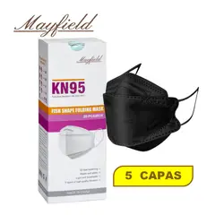 MAYFIELD - Mascarilla KN95 Fish Shape 3D negro caja20und 5 capas