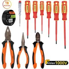 TRUPER - KIT Alicates dieléctricos, 6 desarmadores 1000V probador de fase,