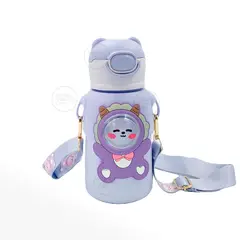 GENERICO - TERMO KAWAI 3D DE ANIMALITOS CON CORREA SIN BPA 520 ML - LILA