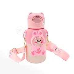 GENERICO - TERMO KAWAI 3D DE ANIMALITOS CON CORREA SIN BPA 520 ML - ROSADO