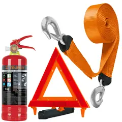 TRUPER - Kit correa de remolque extintor 1kg triangulo de seguridad