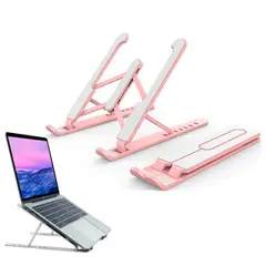 GENERICO - Soporte Base Laptop Notebook Plegable Antideslizante Premium - Rosado