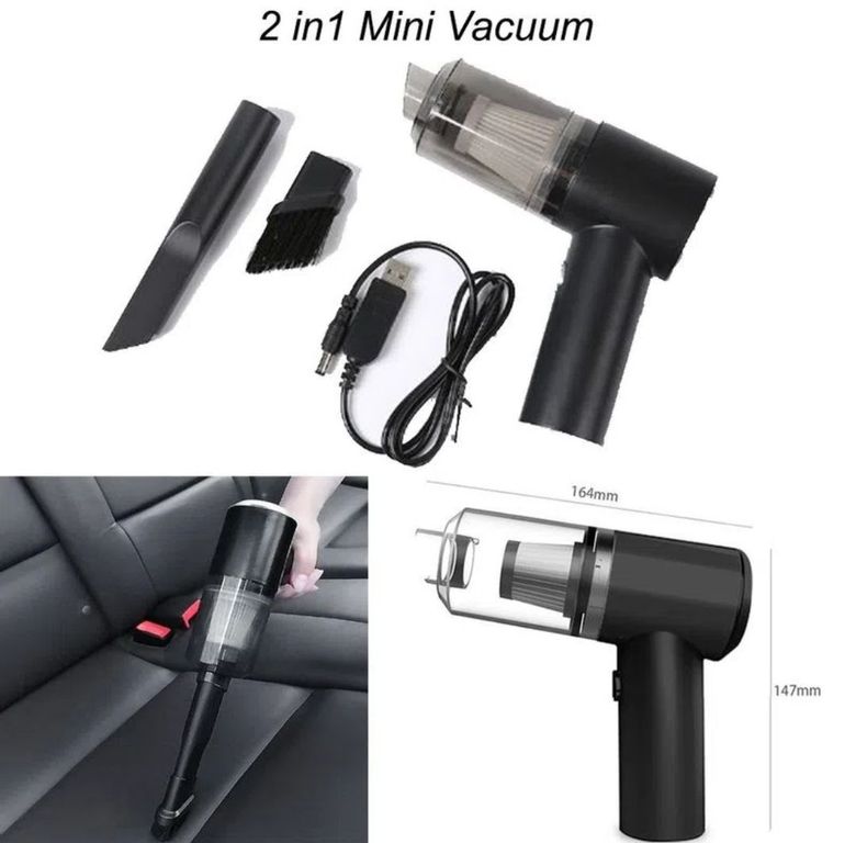 Mini Aspiradora 2 en 1 Recargable para Hogar y Coche