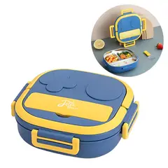 ELMEJORPRECIO - Táper Lonchera de Acero Inoxidable Para Niños de 3 Divisiones Azul