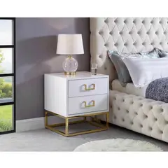 VENTITAS HOME - Velador Deluxe Denmark Blanco y Dorado