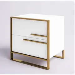VENTITAS HOME - Velador Deluxe Colby Blanco y Dorado