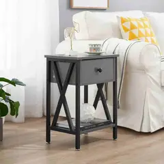 VENTITAS HOME - Velador Mesa de Noche Industrial Kolea Plomo