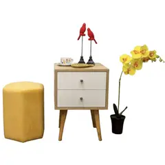 VENTITAS HOME - Velador Vintage 2 Cajones Color Duna