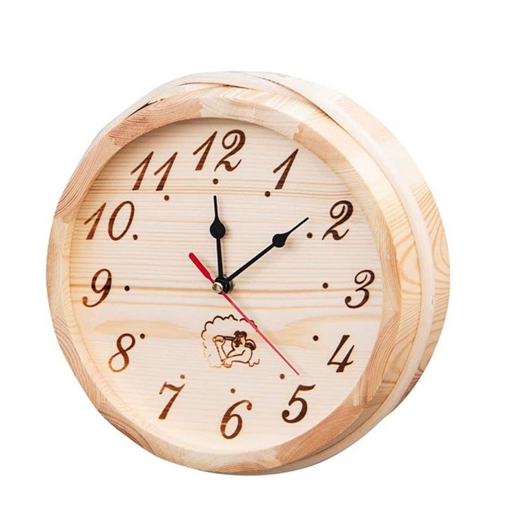 Reloj análogo para sauna fabricado en madera Pino chileno