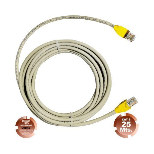 Cable red internet utp cat6 de 25mts gris armado de cobre