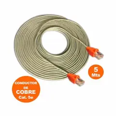 SATRA - Cable red internet utp cat 5e 5mts gris armado de cobre