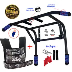 HOLGU - Barra Dominadas 2en1 + Chaleco 20kg + Guantes Regalo
