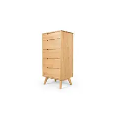 YOLODECORO - Cómoda Alta 5 Cajones Jenson Roble