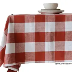 CLAUDIA RIVA HOME - Mantel checks Rojo 160x280
