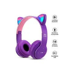 GENERICO - Audifonos Inalámbricos P47M RGB Gato - Morado