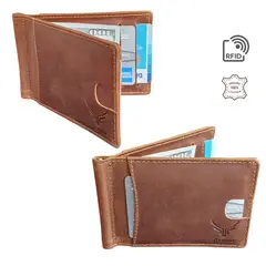 ARMUZ - Tarjetero y billetera de cuero vacuno BP821N con RFID Hombre