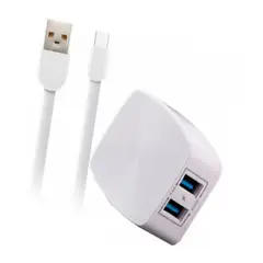 UNIVERSAL - Cargador Remax Con Cable Micro Dual Usb 2.4 A Rp-u215-Blanco