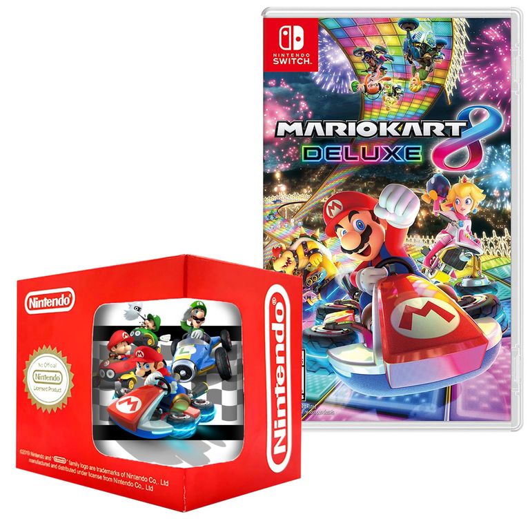 Mario kart 8 deluxe y taza Switch