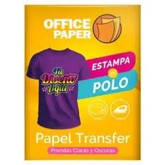OFFICE PAPER - Papel Transfer Tela Oscura y Clara 110g por 01 Hoja A4