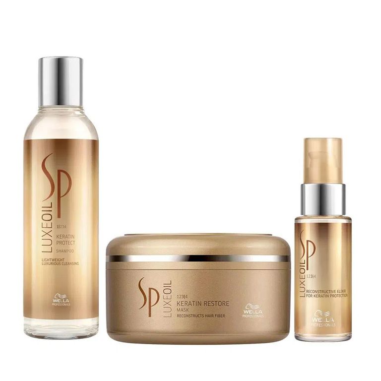 Shampoo Protector Keratina 200 + Mascarilla+ Elixir Sp Luxe Oil